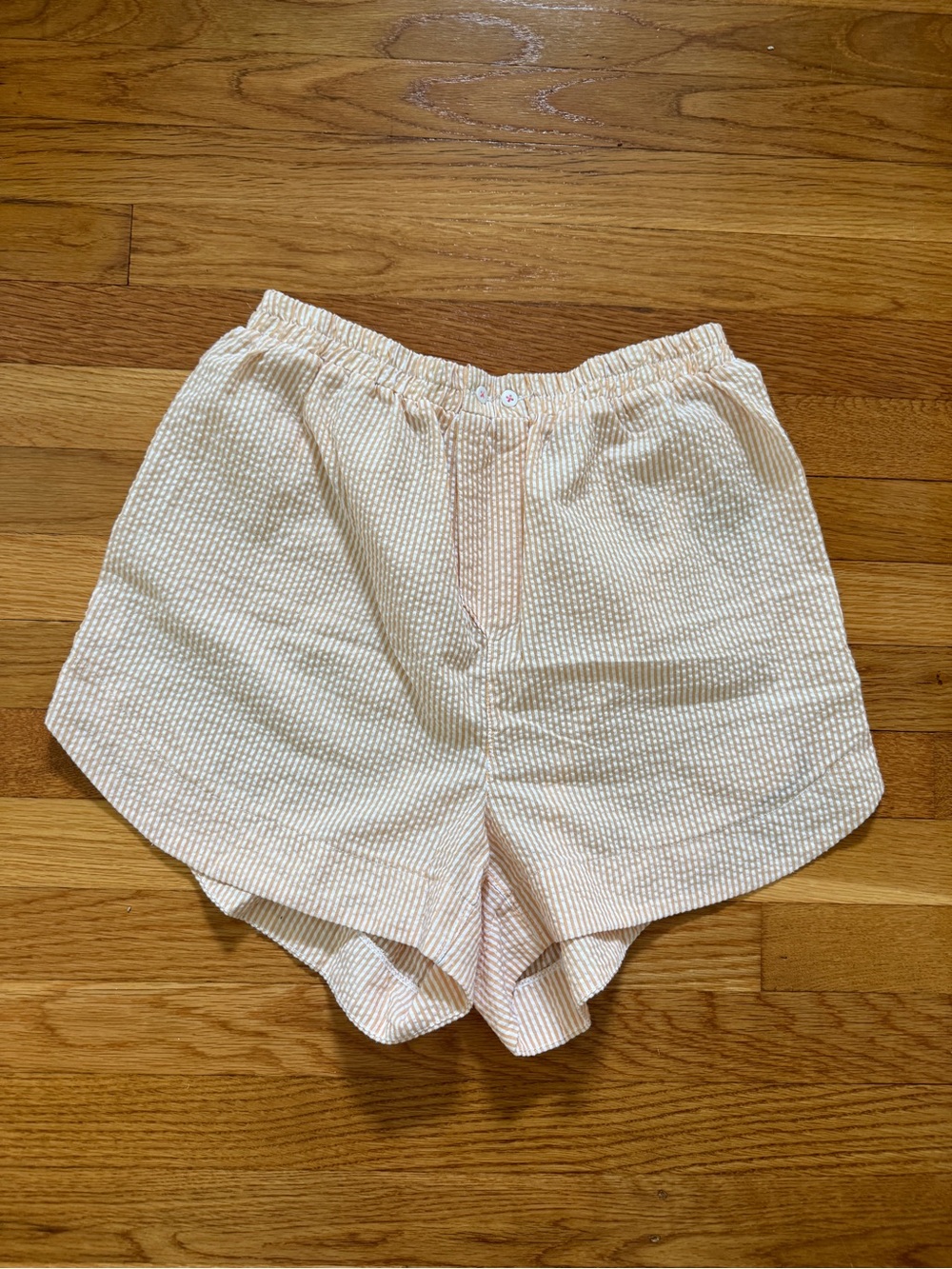 Free People Light Orange Seersucker Boxer Women's Shorts